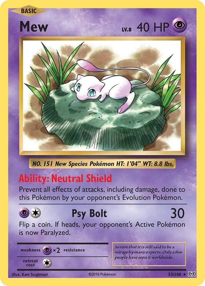 Mew Holo Rare XY - Evolutions 53/108 NM Holo
