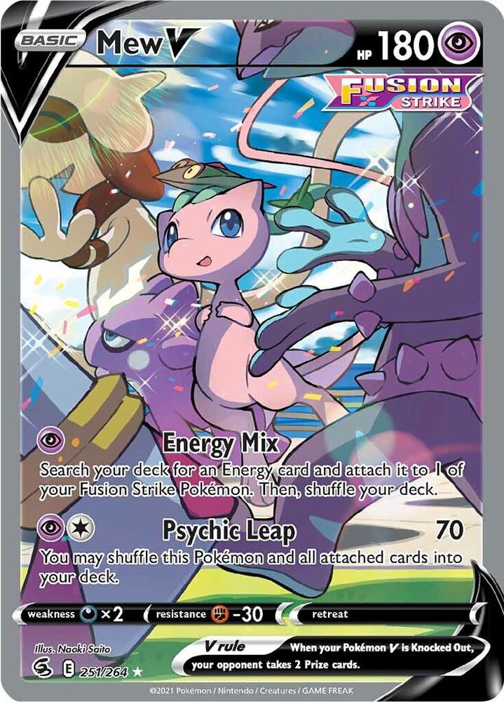 Mew V (Alternate Full Art) Ultra Rare SWSH08: Fusion Strike 251/264 NM Holo