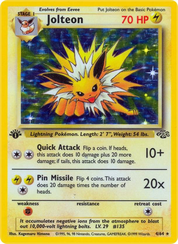Jolteon (4) Holo Rare Jungle 04/64 HP Unlimited Holo