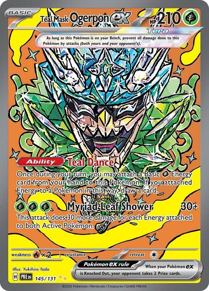 Teal Mask Ogerpon ex Special Illustration Rare SV: Prismatic Evolutions 145/131 NM Holo