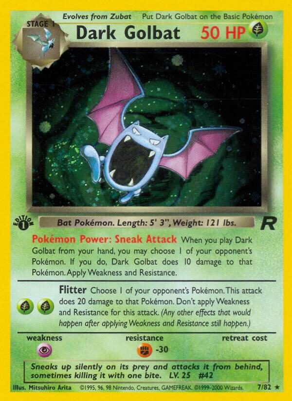 Dark Golbat (7) Holo Rare Team Rocket 07/82 MP 1st Edition Holo
