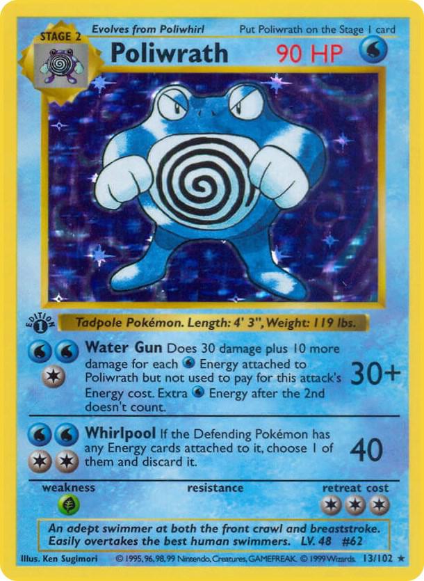 Poliwrath Holo Rare Base Set (Shadowless) 013/102 NM Unlimited Holo