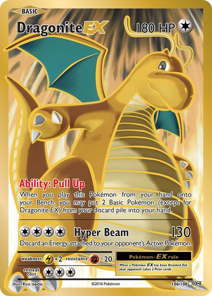 Dragonite EX (Full Art) Ultra Rare XY - Evolutions 106/108 NM Holo