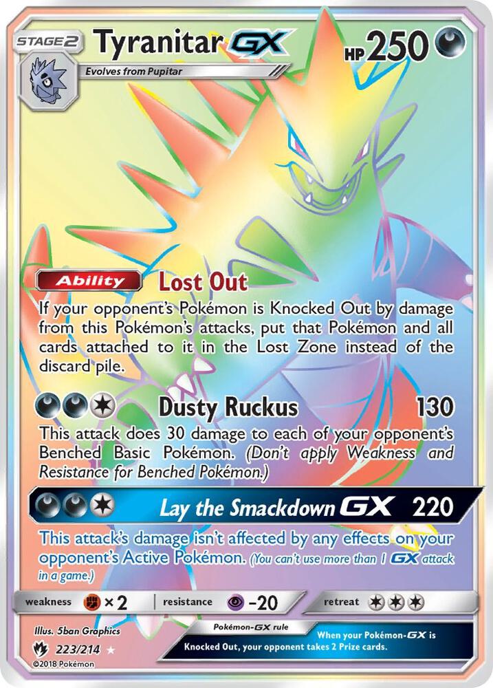 Tyranitar GX (Secret) Secret Rare SM - Lost Thunder 223/214 HP Holo