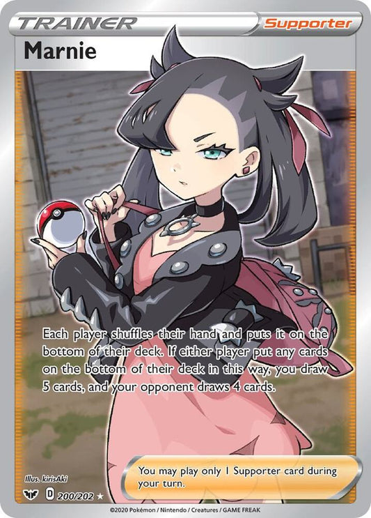 Marnie (Full Art) 200/202 SWSH01: Sword & Shield Base Set NM Holo