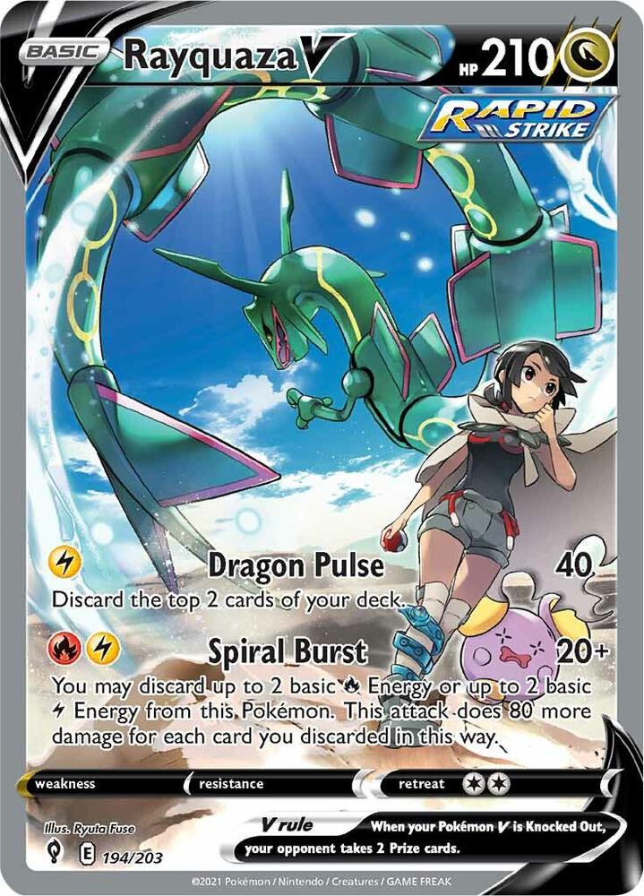 Rayquaza V (Alternate Full Art) 194/203 SWSH07: Evolving Skies NM Holo