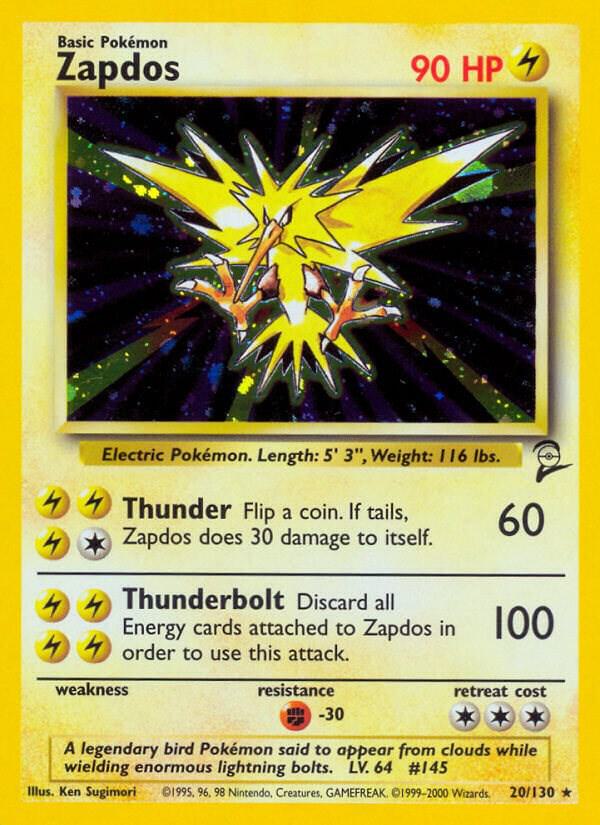 Zapdos Holo Rare Base Set 2 020/130 LP Holo