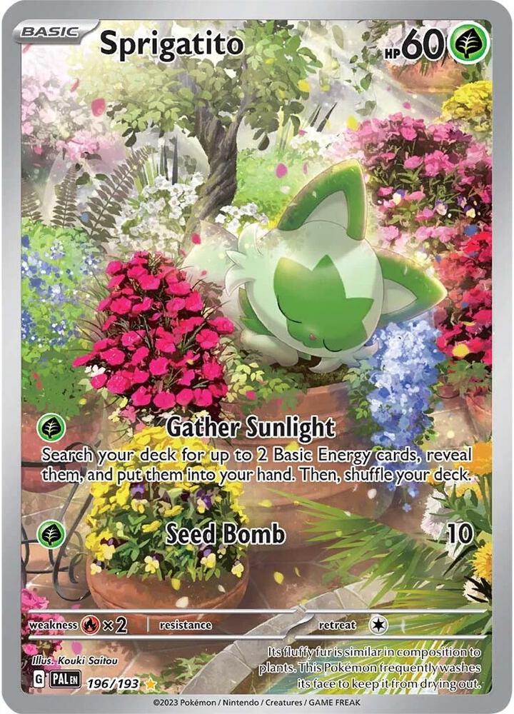 Sprigatito Illustration Rare SV02: Paldea Evolved 196/193 NM Holo