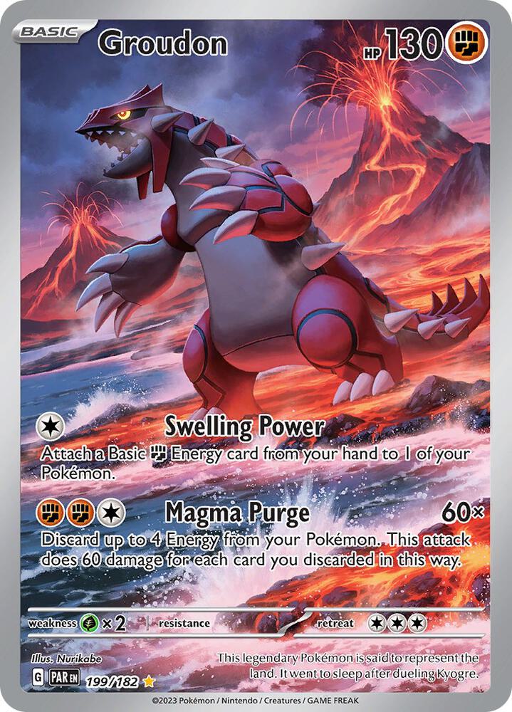 Groudon Illustration Rare SV04: Paradox Rift 199/182 NM Holo