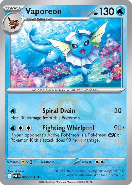 Vaporeon (Master Ball Pattern) 022/131 SV: Prismatic Evolutions NM Holo