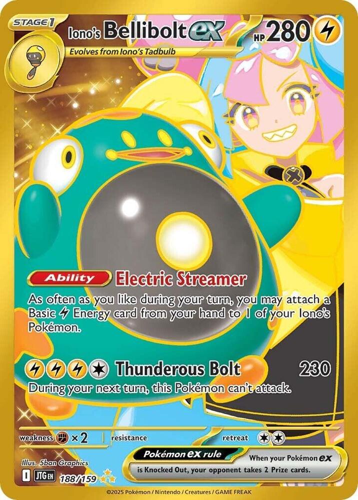 Iono's Bellibolt ex Hyper Rare SV09: Journey Together 188/159 NM Holo