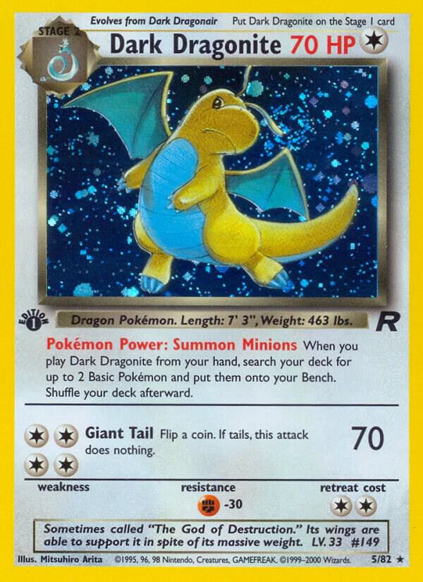 Dark Dragonite (5) Holo Rare Team Rocket 05/82 LP Unlimited Holo
