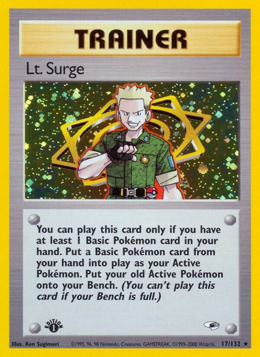 Lt. Surge (17) 017/132 Gym Heroes LP Unlimited Holo