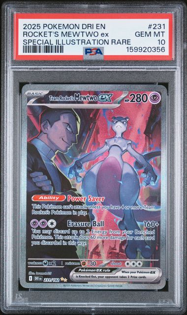 2025 POKEMON DRI EN-DESTINED RIVALS #231 ROCKET'S MEWTWO ex SPECIAL ILLUSTRATION RARE