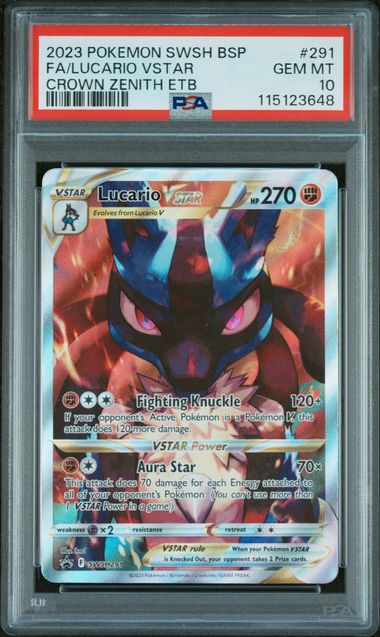 2023 POKEMON SWSH BLACK STAR PROMO #291 FA/LUCARIO VSTAR CROWN ZENITH ETB